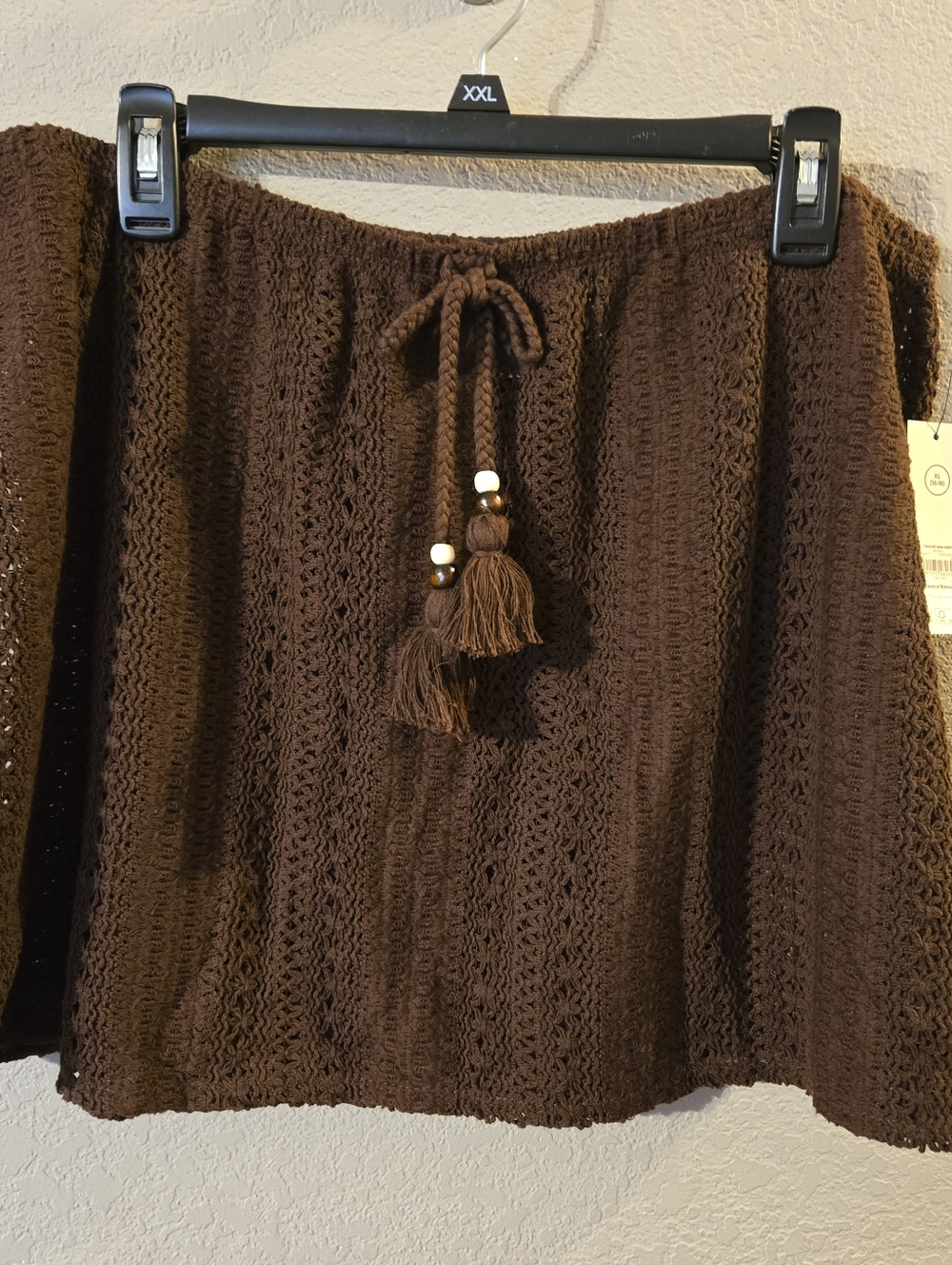 No Boundaries New Womens Brown Crocheted Mini Skirt XL (16/18) Boho Beachie